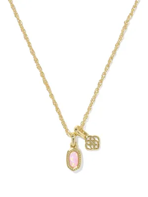Kendra Scott Mini Elisa Dira Gold Necklace Light Pink Lab Grown Opal thumbnail 4