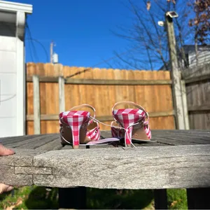 Nwt Wild Fable - Women's Lysandra Gingham Eyelet Kitten Heels - size‎ 8.5 plaid thumbnail 5