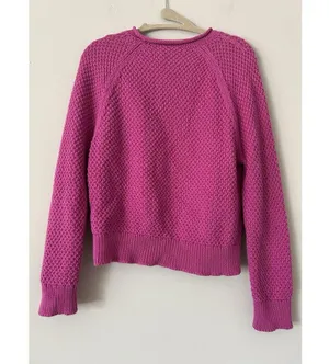 Lauren Ralph Lauren Pink Cotton Waffle Knit Sweater Size Medium Preppy Chic thumbnail 2