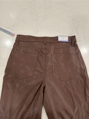 Tinseltown Brown Faux Leather Cropped Jeans thumbnail 8
