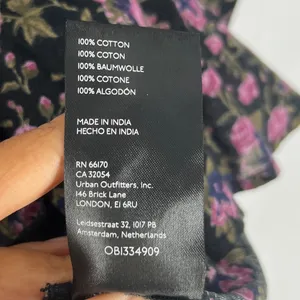 Free People Meant To Be Black Floral Print Full Mutton‎ Sleeve Peasant Blouse M thumbnail 8