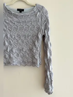 See You Monday Honeycomb Stretch Long Sleeve Top, Light Grey, Size Large thumbnail 3