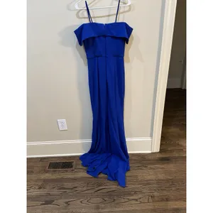 Bariano Australia Off Shoulder Sweetheart Neck Dress Gown With Train Blue Size 4 thumbnail 7