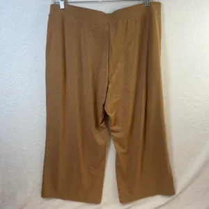 Lands End Womens XL 18 Wide Leg Crop Pants Camel Brown Heather‎ Knit Drawstring thumbnail 2