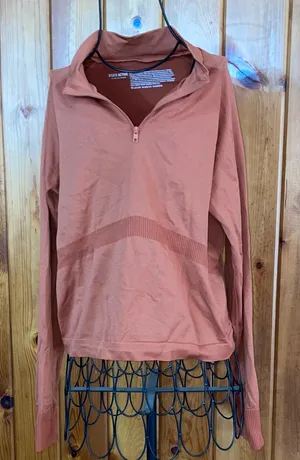 PINK Victoria's secret active wear size XL cropped quarter zip top burnt orange thumbnail 1