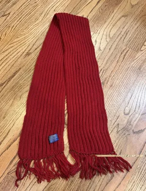 VTG Pendleton Red Rib Knit Wool Scarf Fringe 100% Virgin Wool‎ Made in USA thumbnail 1