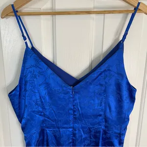 Lulu's Blue Satin Spaghetti Straps V-Neck Dress Size XL glam coquette rave chic thumbnail 7