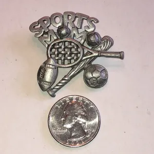 REM Silver Tone Multi-Sport Pin Brooch - Tennis, Baseball, Football, Soccer thumbnail 2