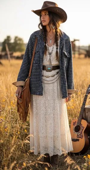 Cotton On blue and white tweed shirt jacket with a tan lining. Size M oversized thumbnail 1