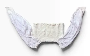 Aerie Ivory/White Smock Cropped Large Sheer Puff Sleeve Peasant Top cottagecore thumbnail 1