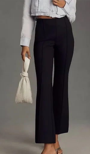 NWT The Margot Kick-Flare Cropped Pants by Maeve size XL black Anthropologie thumbnail 1