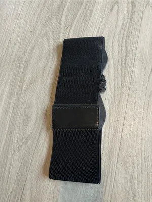 Black Women's Stretch Waist Belt with Silver Cross Accent thumbnail 3
