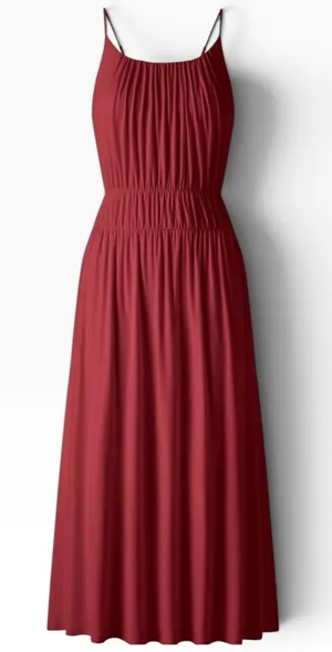 NWT OGL Vacay Gathered U-Neck Spaghetti Midi Bra Dress Pockets Size XL Red thumbnail 1