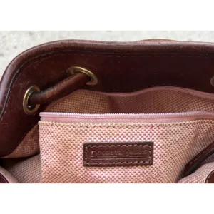 Vintage Dooney & Bourke Dark Brown Leather Drawstring Shoulder Bag Purse RARE thumbnail 12