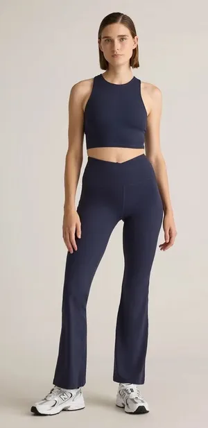 ✨Quince Ultra-Form High-Rise Crossover Flared Deep Navy Sz Medium Pants✨ thumbnail 1