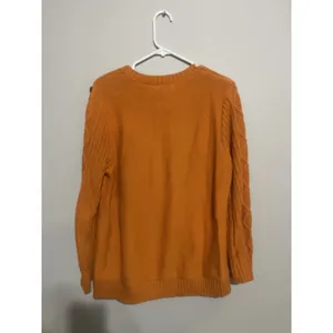 Women's Bass Cable Knit Fisherman's Orange Large Sweater Shoulder Buttons Preppy thumbnail 7