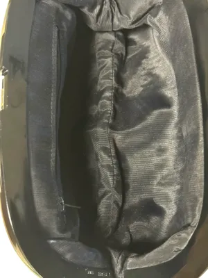 American Vintage Reghi Italy x Cara 60s Black Intrecciato Leather Oversized Clutch w/Hardshell Lucite Frame thumbnail 4