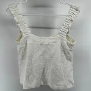 Madewell Tie-Front Tank Top Terrycloth Stretchy Strap Cropped Bright Ivory XS thumbnail 7