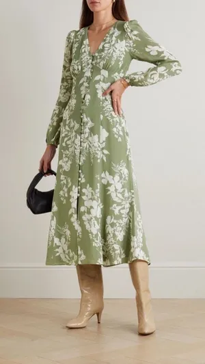Reformation Brogan Dress in‎ Willow floral midi sz 4 thumbnail 1