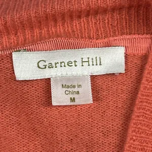 Garnet Hill Cardigan Sweater Womens Medium Coral Orange Drape Front Cashmere thumbnail 2