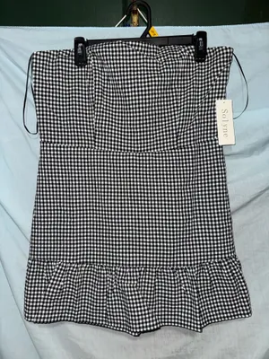 Strapless High Waisted Ruffle Jumpsuit Black Size XL thumbnail 7