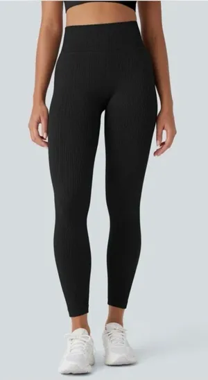 Halara Black 7/8 Length Ribbed Leggings NWT S thumbnail 1