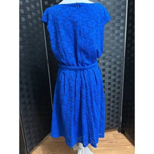 Alfani‎ Fit & Flare Dress Blue Floral Lace Belted Cocktail Party Wedding Work XL thumbnail 3