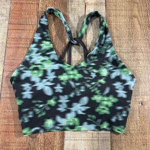 OFFLINE by Aerie Real Me Recharge Strappy Sports Bra Small Floral Print Green thumbnail 1