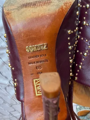 Schutz Slingback Peep-Toe Studded Heels 6B Leather Rocker Going Out Party thumbnail 3