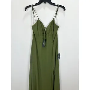 Lulus Marveled Beauty Olive Green Sleeveless Tie-Front Maxi Dress Medium NWT thumbnail 6