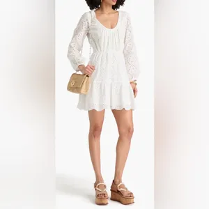 NEW VERONICA BEARD White Eyelet Cotton CALIBRA Mini Sun dress SZ 6 thumbnail 4