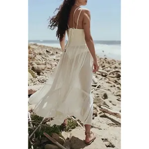 FREE PEOPLE WHITE FUN IN THE SUN MAXI DRESS SZ Large thumbnail 4