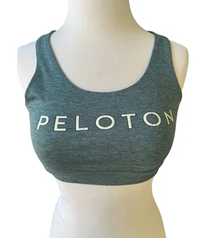 Peloton Women Sports Bra Heather Teal‎ Blue Racerback Cutout Logo Activewear S thumbnail 1