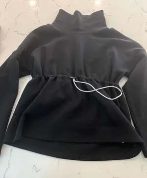 Varley Black Funnel Neck Drawstring-Waist Pullover thumbnail 1