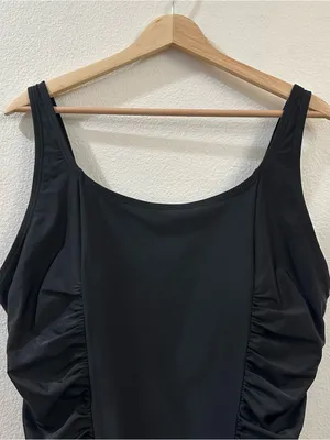 Speedo Womens Side‎ Shirred Endurance One Piece Swimsuit Black Size XXL thumbnail 3
