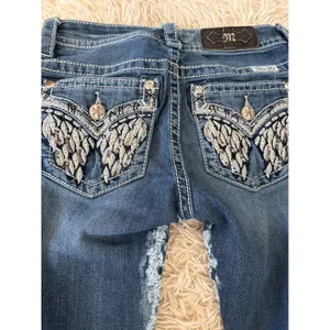 Miss Me‎ Mid Rise Skinny Jeans Embellished Pockets Rhinestones Sequins Size 26 thumbnail 8