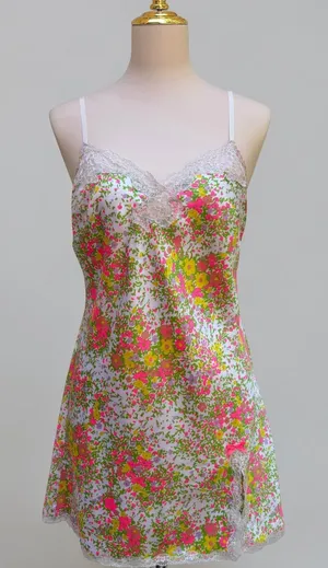 Victoria's Secret Slip Dress M Multicolor Floral Lace Chemise Coquette Soft Girl thumbnail 1