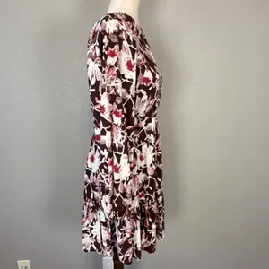 Chelsea28 Womens Floral Tiered Long Sleeve Mini Dress Size M Brown Floral Pocket thumbnail 7