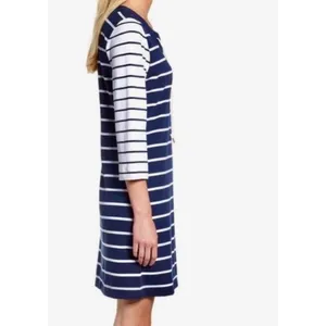 NWT!! TOMMY BAHAMA Floricita Stripe Shift Dress Navy Blue‎ White Stripe X-Small thumbnail 5