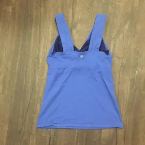 Athleta S blue workout/athletic v-neck tank top thumbnail 2