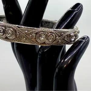 Silver Toned Rhinestone Bangle Bracelet thumbnail 3