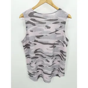 Lularoe Women Pink Purple Grey Camo V-Neck Front Zip Tank Top Large‎ BD28 thumbnail 2
