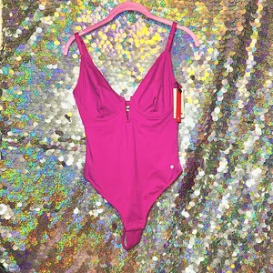 NWT Popilush Pink Shapewear Bodysuit‎ with Plunge Neckline Sz Small thumbnail 5