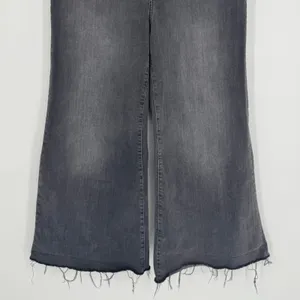 Madewell Flared Wide-Leg Jeans Size 31P‎ Gray Raw Hem High Rise Stretch Denim thumbnail 5