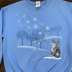 Blue Cat Crewneck Sweatshirt thumbnail 2