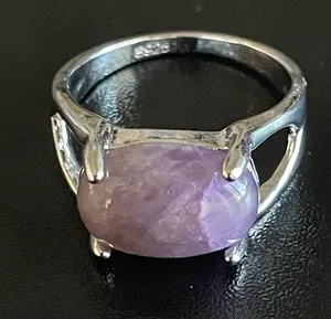 Purple amethyst S925 silver ring size 8 thumbnail 1
