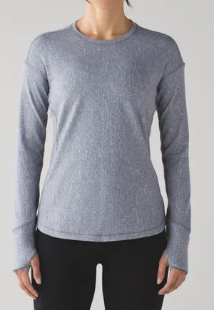 Lululemon‎ Outrun Long Sleeve Arctic/Ice Gray Suited Jacquard Athleisure Winter thumbnail 1