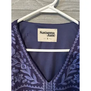 Savanna Jane Shift Dress‎ Womens Size Small Purple Boho Embroidered V Neck thumbnail 3
