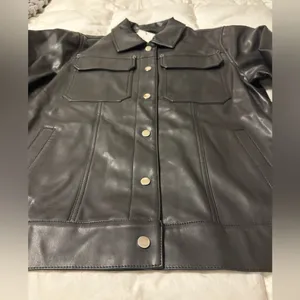 Jules Kae Audriana Faux Leather Trucker Jacket - NWT - Size L thumbnail 6