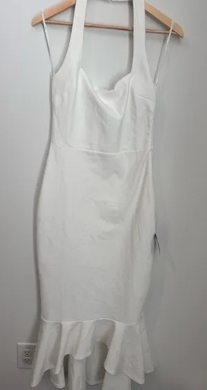 Lulu Townsend Lulus Londa White halter neck trumpet midi dress thumbnail 1